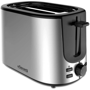 Koenig Toaster Basic Line, 2 fessure, finitura in acciaio inox con scalda-brioche.