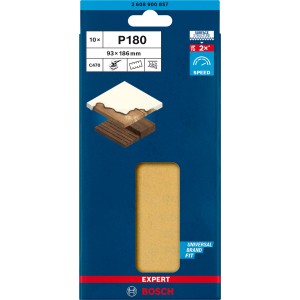Carta abrasiva Bosch Expert C470 K180 per levigatrici orbitali, 10 pezzi, per levigare e lisciare.