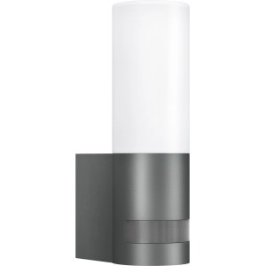 Applique murale extérieure LED Steinel L 605 S anthracite avec détecteur de mouvement et corps lumineux cylindrique.