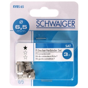 Schwaiger Kit de connecteurs F 6,5 mm pour systèmes SAT, 3 pièces.