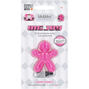 Big Joy Lufterfrischer Sour Cherry für Auto, pinke Figur mit Kirschduft.