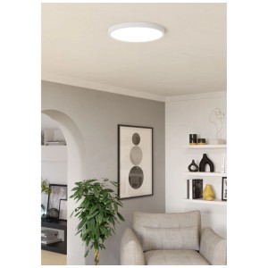 Plafonnier LED rond blanc Eglo Fueva 6 avec technologie CCT, diamètre 39 cm.