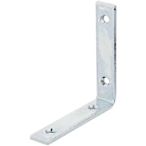 Équerre de fixation en acier galvanisé, 100x20x100 mm, avec trous de vis pour constructions en bois.