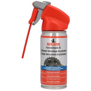 Nigrin olio per meccanica di precisione 100ml con testina spray rossa per la manutenzione.