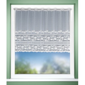 Pannello jacquard bianco 'Linz' Neusser Collection, 75x140 cm, con bordo floreale per tende.