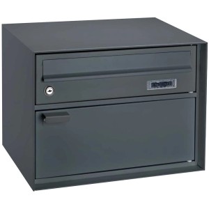 Boîte aux lettres murale Alpertec anthracite avec compartiment à lait en acier.