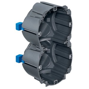 Scatola da incasso grigia Max Hauri D83 misura 2x1 per impianti elettrici in pareti vuote.