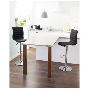 Lot de 2 tabourets de bar Beliani Lucerne, tissu noir, hauteur réglable, avec repose-pieds.