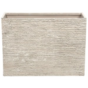 Pot de fleurs rectangulaire beige Beliani Edessa, 50x29x70 cm, avec surface rugueuse.