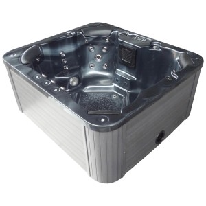 Spa extérieur noir Sonnenkönig Flores pour 7 personnes avec jets de massage et commandes.
