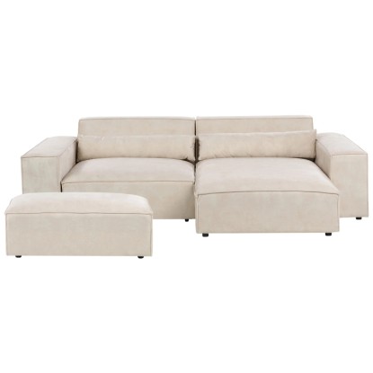 Beliani Canapé d'angle Hellnar velours Beige (HxlxP) 70 x 176 x 262 cm