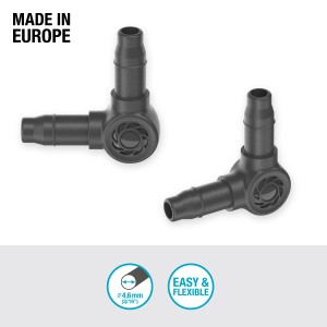 Raccordi a L Gardena (10 pz.) per tubi di derivazione o gocciolanti Micro-Drip-System da 4,6 mm.