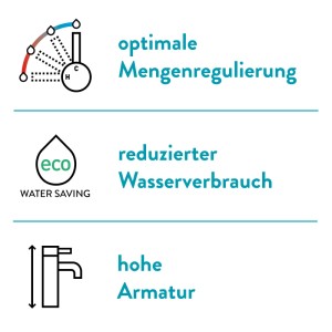 Mitigeur lavabo baliv: Icônes pour régulation débit, fonction économie d'eau et bec haut. Monocommande chromé.