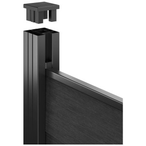 Poteau en aluminium anthracite avec capuchon pour systèmes de clôture PX Garden. Accessoire de clôture.