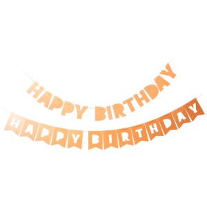 Lachsfarbene Happy Birthday Girlande aus Karton, 2 Stück à 230 cm Länge.