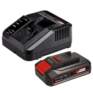Batteria Einhell 18V 2.5 Ah con caricabatterie per trapano avvitatore a percussione.