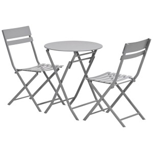 Set mobili da balcone 3 pezzi Alfa color tortora: Tavolino pieghevole e due sedie pieghevoli in alluminio.
