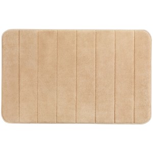 Tappeto da bagno Wenko Memory Foam a righe color sabbia, 50x80 cm, soffice e confortevole.