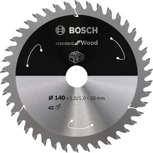 Lame de scie circulaire Bosch pour bois, Ø 140 mm, 42 dents. Pour scies circulaires sans fil et manuelles.