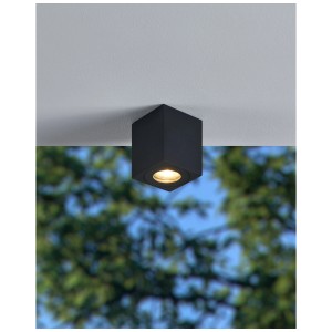 Spot extérieur noir Eglo Torrecola, IP44, GU10, en aluminium et plastique, 9,5x8 cm.
