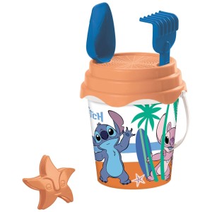 Set da spiaggia Disney Stitch con secchiello, paletta, rastrello, annaffiatoio e formine.