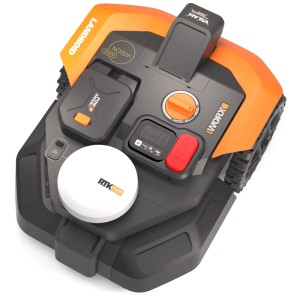 Robot tondeuse Worx S300 WR303E Landroid Vision Cloud avec technologie RTK, vue de dessus.