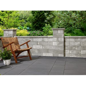 Kann Lindeza Mauer mit Abdeckplatte in Grau-Alpin, modernes Steindesign für den Garten.