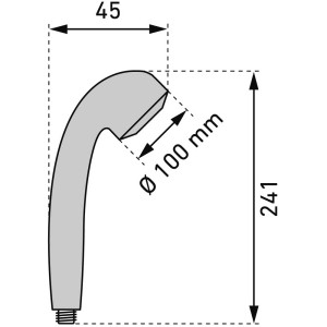 Dessin technique du pommeau de douche chromé Diaqua Sabik Tre avec dimensions.