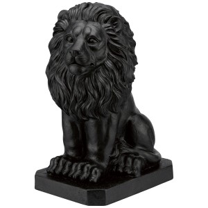 Schwarze Deko-Figur Löwe aus Magnesia für den Garten.