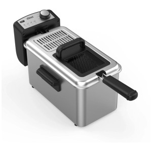 Koenig Friggitrice Inox, argento-nero, 2000 W, 3,4 l. Alloggiamento in acciaio inox con cestello.