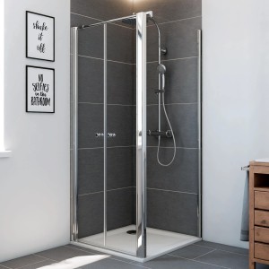 Breuer Elana Pendeltür für Seitenwand, 90 cm, Chrom, Klarglas. Duschtür mit Hebe-Senkmechanismus.