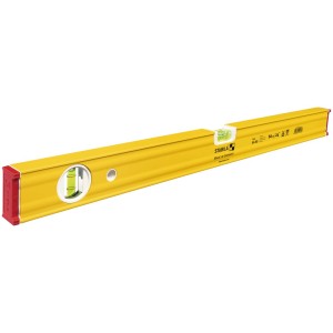 Gelbe Stabila Wasserwaage Typ 80 AS, 60 cm, mit zwei Libellen und roten Endkappen.