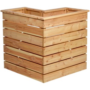Carré potager d'angle en douglas avec étagère, env. 73x78x78 cm, idéal pour jardin et terrasse.
