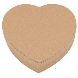 Boîte en carton en forme de cœur avec couvercle, 92x90x26 mm, idéale pour les fournitures d'art et le Décopatch.