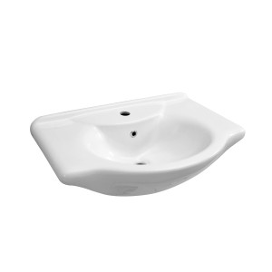 Vasque en céramique blanche Verona, 65x47 cm, avec trou pour robinet mitigeur.