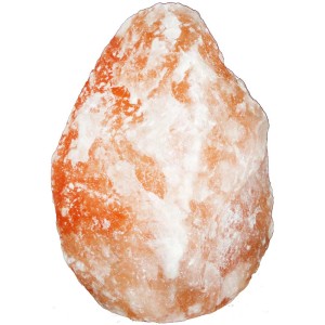 Globo Tischleuchte Salzkristall Stone, 23 cm, orange-weiß, Naturstein-Design.