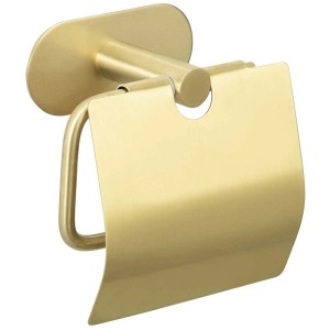 Wenko Porta carta igienica Orea Gold con coperchio e montaggio a parete Turbo-Loc.