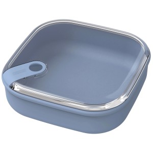 Contenitore per alimenti Rotho Ela, 1 l, blu orizzonte, quadrato, con coperchio trasparente.