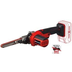 Levigatrice a nastro a batteria Einhell TE-BF 18 V Li-Solo (senza batteria/caricabatterie) con nastro abrasivo e borsa.