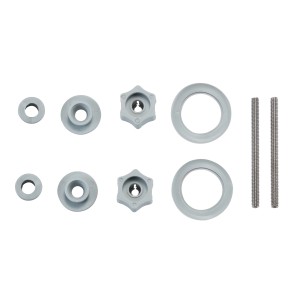 Diaqua Paris Lyon Relief Brillant set di fissaggio per sedili WC, parti in plastica grigia e viti.