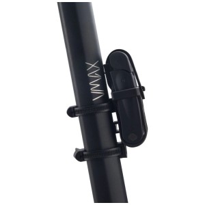 Lucchetto pieghevole nero Vmax per E-Scooter (70cm) con staffa fissata all'e-scooter.