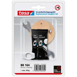 Kit di fissaggio di ricambio Tesa BK 164 per accessori bagno: adesivo, adattatore e applicatore in un set.