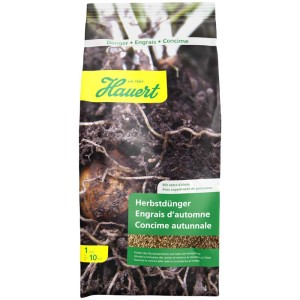Paquet d'engrais d'automne Hauert 1 kg pour une forte croissance des racines en automne.
