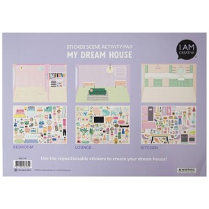 I Am Creative Bloc d'activités Dream House A3 avec scènes de pièces et autocollants.