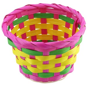 Cesto colorato in bambù, 13x9,5 cm, ideale per decorazioni pasquali e piccoli regali.