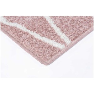 Detailansicht: Andiamo Teppich Bolonia 92 in Rosenholz mit weißem Muster, moderner Webteppich.