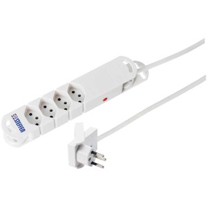 Multiprise Steffen Variabl blanche avec 4 prises T13 et interrupteur.