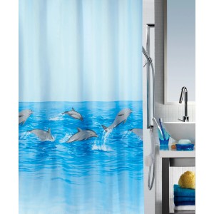 Tenda doccia Spirella Nemo Aqua con motivo a delfini, 180x180 cm.