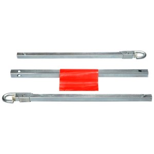 Barra di traino Cartrend, 3 pezzi, con bandiera di sicurezza rossa, carico trainabile max. 2 t.