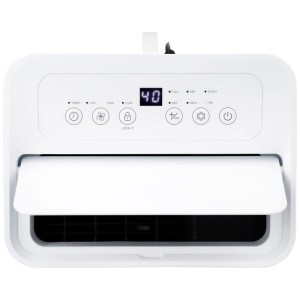Déshumidificateur Emerio blanc 10 l avec écran digital et commandes.